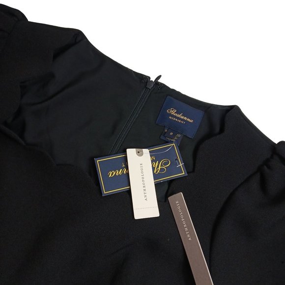 Anthropologie Shoshanna Mirandela Scallop-Edge Midnight Stretch Crepe Midi Dress - Picture 12 of 15